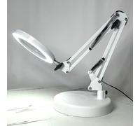 2 in 1 LED Magnifying Lamp Clip and Table Lamp with 5 Color Modes and Adjustable Brightness for Comfortable Viewing (White B)