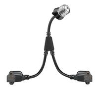 2 in 1 Light Socket - Plug Adapter, Convert E26/E27 Bulb Socket to 2 Pieces Extension Cable with 3 Pin Outlet Flexible Bulb Socket Converter Suitable for Porch Patio Garage Use (1