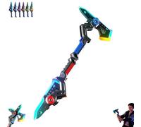 2 in 1 Light Up Sword & Axe, Fog Effect LED Swords with Multicolor Lights and Sound Effects, USB C Rechargeable Cool Lightsaber and Axe Toy for Cosplay Party (Blue+Red 2pcs)