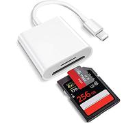 2 in 1 Lightning to SD Card Reader for iPhone, [Apple MFi Certified] Dual Slot Micro SD TF Trail Game Camera Memory Card Reader Adapter, Quickly Transfer Photos Videos Plug and Play