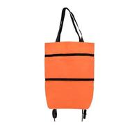 2 in 1 Lightweight Collapsible Shopping Cart,Folding Shopping Bag Cart with Wheels Reusable Shopping Bags,Waterproof Trolley Grocery for Fruits Vegetables Women or Men Travel Home Kitchen (Orange)
