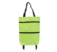 2 in 1 Lightweight Collapsible Shopping Cart,Folding Shopping Bag Cart with Wheels Reusable Shopping Bags，Waterproof Trolley Grocery for Fruits Vegetables Women or Men Travel Home Kitchen (Green)