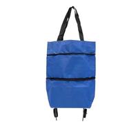 2 in 1 Lightweight Collapsible Shopping Cart,Folding Shopping Bag Cart with Wheels Reusable Shopping Bags，Waterproof Trolley Grocery for Fruits Vegetables Women or Men Travel Home Kitchen (Blue)