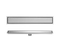 2 in 1 Linear Shower Drain, Tile Insert Double-Sided Stainless Steel Invisible Bathroom Floor Drain Set with Odor Stop and Hair Strainer (600, Glossy Silver, Side Hole)