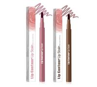 2 in 1 Lip Stain Long Lasting,Lip Liner Stain,Waterproof Plumping Lipstain,Easy Removable Lips Liner Pen for Bold,No Smudge Look,Smooth Application Makeup for Women Girls (#2+#3)