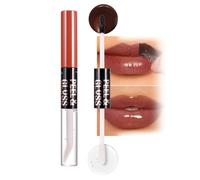 2-in-1 Lip Stain Peel Off LipGloss oil Dual-Ended Combo, Long Lasting Waterproof LipTint,Transfer-Proof LipOil Stain with LipLiner Effect, Matte & Mirror Finish for All Skin