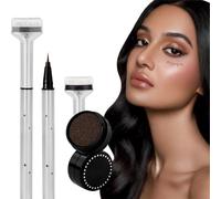 2-In-1 Liquid Eyeliner Pen, Lower Eyelash Stamp, Brush Tip Liquid Eye Liner Pen With 2Pcs Silicone Eyelash Seal, Long-Lasting, Quick Drying, Smudge-Proof(brown)