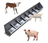 2 in 1 Livestock Feed Trough for Pig Sheep Cattle, Farm Goat Feeders Hanging Heavy Duty Stainless Steel, Separated Fence Feeder Trough, Sloped Opening and Easy to Eat(59 inch Long with 8 Bit)