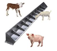 2 in 1 Livestock Feed Trough for Pig Sheep Cattle, Farm Goat Feeders Hanging Heavy Duty Stainless Steel, Separated Fence Feeder Trough, Sloped Opening and Easy to Eat(79 inch Long with 10 Bit)