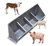 2 in 1 Livestock Feed Trough for Pig Sheep Cattle, Farm Goat Feeders Hanging Heavy Duty Stainless Steel, Separated Fence Feeder Trough, Sloped Opening and Easy to Eat(20 inch Long with 4 Bit)