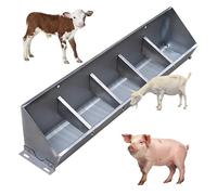 2 in 1 Livestock Feed Trough for Pig Sheep Cattle, Farm Goat Feeders Hanging Heavy Duty Stainless Steel, Separated Fence Feeder Trough, Sloped Opening and Easy to Eat(39.4 inch Long with 5 Bit)