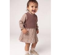 2-in-1 long-sleeved dress for baby chocolate