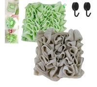 2 in 1 Loofah Sponge Washcloths, Exfoliating Cloth, Washcloth Loofah That Holds Bar Soap, Reusable Gentle Loofahs Washcloth for Shower and Bath (Green+Khaki)