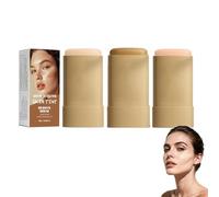 2 In 1 Luxurious Anti-Wrinkle Foundation Stick, Multi-Purpose Full Coverage Stick, Smoothing Effect, Full Coverage, Dewy Skin Look - Normal To Dry Skin Contour (3Pc)