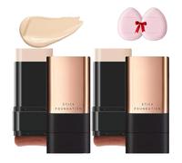 2 In 1- Luxury Anti-Wrinkle Foundation Stick,Double Head Foundation Make Up Stick,Korea Flawless Eraser Foundation Stick With Brush, Multi-Use Foundation Stick Makeup (White*2, D-4)