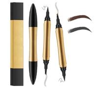 2 in 1 Magic Eyebrow Pencil, 2024 Upgrade Multifunction 3D Microblading Eyebrow Tattoo Pencil 4 Fork Tip with Eyeliner, Double Head Eyebrow Pencil Waterproof Makeup Tools (Light Brown+Gray)