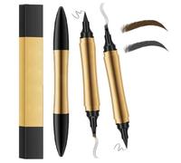 2 in 1 Magic Eyebrow Pencil, 2024 Upgrade Multifunction 3D Microblading Eyebrow Tattoo Pencil 4 Fork Tip with Eyeliner, Double Head Eyebrow Pencil Waterproof Makeup Tools (Dark Brown+Gray)