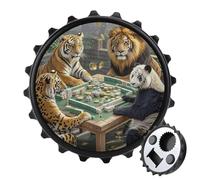 2-in-1 Magnetic Bottle Opener & Refrigerator Magnet - Funny Kitchen Tool Cute Fridge Magnets Divine Beasts Playing Mahjong Beer Bottle Opener for Kitchen, Bar, Office, Gift
