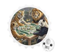 2-in-1 Magnetic Bottle Opener & Refrigerator Magnet - Funny Kitchen Tool Cute Fridge Magnets Divine Beasts Playing Mahjong Beer Bottle Opener for Kitchen, Bar, Office, Gift