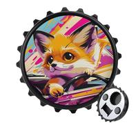 2-in-1 Magnetic Bottle Opener & Refrigerator Magnet - Funny Kitchen Tool Cute Fridge Magnets Little Fox in The Car Beer Bottle Opener for Kitchen, Bar, Office, Gift