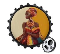 2-in-1 Magnetic Bottle Opener & Refrigerator Magnet - Funny Kitchen Tool Cute Fridge Magnets Traditional African Girl Painting Beer Bottle Opener for Kitchen, Bar, Office, Gift