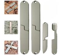 2-in-1 Magnetic Camping Utensils Set - Portable Spoon Fork Knife Combo, Tactical Spork & Titanium Outlery for Picnic, Hiking, EDC Gadgets(2pcs)