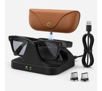 2-in-1 Magnetic Charging Dock for Ray-Ban Meta Smart Glasses, Black | Charging Stand for Wayfarer/Skyler/Scriber Optics/Blayzer Optics, Glasses & Charging Case Holder, LED Indicator