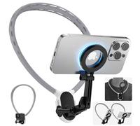 2 in 1 Magnetic Neck Cell Phone Holder,Neck Cell POV/Vlog Phone Holder,360° Adjustable Camera Neck Mount,With Magnetic Iron Sheet and Camera Fixing, for iPhone 15 14 13 12 Series Android Phones(Gray)