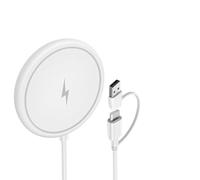 2-in-1 Magnetic Wireless Charger with 2 Replacements, 15W Quick Charge, Ultra Slim Aluminium Alloy Design, Compatible for 16/15/14/13/12 and AirPods 3/2/Pro