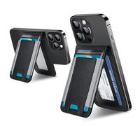 2-in-1 Magsafe Wallet, Up-Grade with iPhone Wallet and Adjustable Stand, Open ID Window, Magnetic Wallet for iPhone 15/14 Pro Max/14 Pro/14/14 Plus/13/12 Series, 9 Cards Holder, Vegan Leather, Black