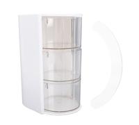 2 in 1 Makeup Brush Holder Organizer with 3 Layer Drawers 180 Degree Rotation Clear Makeup Sponges Organizer White