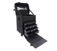 2 in 1 Makeup Trolley Professional Beauty Case On Wheels Makeup Case Cosmetic Trolley Organizer,Adjustable Shoulder Strap,for Makeup Artists, Hairstylists, Beauticians