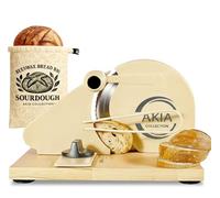 2-in-1 Manual Bread Slicer with Adjustable Thickness & Beeswax Bread Bag - Hand Crank Bread Cutter for Homemade Bread, Sourdough Rounds & Artisan Slices, Uniform Cuts