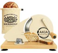 2-in-1 Manual Bread Slicer with Adjustable Thickness & Beeswax Bread Bag - Hand Crank Bread Cutter for Homemade Bread, Sourdough Rounds & Artisan Slices, Uniform Cuts