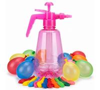 2 in 1 Manual Inflatable Water Balloon Pump with 500 Balloons 1.5L Handheld Water Pump for Water Fights a Great Outdoor Toy for Kids Perfect for Summer Fun in The Garden Pool and Beach (Pink)