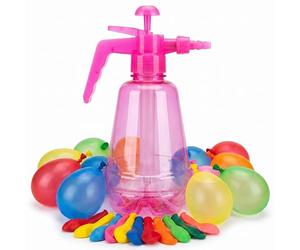2 in 1 Manual Inflatable Water Balloon Pump with 500 Balloons 1.5L Handheld Water Pump for Water Fights a Great Outdoor Toy for Kids Perfect for Summer Fun in The Garden Pool and Beach (Pink)