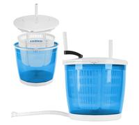 2-in-1 Manual Laundry Basket, Hand Crank Portable Washer Spin Dryer, No-Electricity Needed Camping Dorm Travel Washing Machine, Suction Cup Base Lightweight, 2 kg Capacity (Blue)