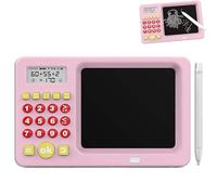 2-in-1 Math Learning Tablet, Handwriting Practice & Interactive Games, Electronic Drawing Board Toy Gift (Pink)
