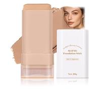 2-in-1 Matte Foundation Stick with Built-in Brush - Waterproof Long-Lasting Full Coverage Cream Foundation & Concealer for Smooth, Even Skin Tone, Brightening & Hydrating for Mature Skin (Wheat)