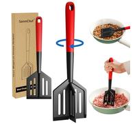 2-in-1 Meat Chopper & Spatula for Ground Beef, Hamburger, Turkey, Potato & Vegetables - Heat Resistant, BPA Free, Dishwasher Safe - Non-Scratch Utensil for Mixing, Mashing, Stirring in Non-Stick Pans