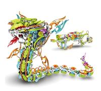 2 in 1 Mechanical Snake Building Block Set, Transform Deceptive Shadow Viper Animals Model Toys with Gun for Home Decor, Creative Gift Assembly Kit for Teens & Adults