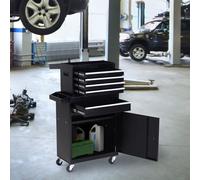 2 in 1 Metal Tool Cabinet Cart Storage Box Cabinet Pegboard Chest DURHAND Black One Size