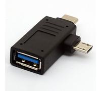 2-in-1 Micro USB 3.0 & 2.0 Type C OTG Adapter, USB-C Male Micro USB Male to USB-A 3.0 Female Converter On The Go for Tablets Keyboard