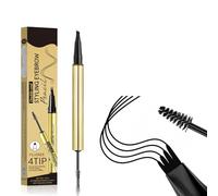 2-IN-1 Microblading Eyebrow Pen, Double-end Styling Eyebrow Pencil, Long-lasting, Waterproof Eyebrows Pencil Dual-Ended with 4-Fork-Tip & Brow Brush & Clear Brow Gel, Natural Looking Brows (05#)