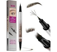 2-in-1 Microblading Eyebrow Pen - Waterproof Eyebrow Pencil with 4D Fork & 0.1mm Precision Tip, Long Lasting & Smudge-proof with Brush, Natural Hair-Like Look (Black Brown)
