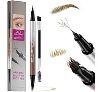 2-in-1 Microblading Eyebrow Pen - Waterproof Eyebrow Pencil with 4D Fork & 0.1mm Precision Tip, Long Lasting & Smudge-proof with Brush, Natural Hair-Like Look (Light Brown)