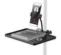 2-In-1 Microphone Stand Tray with Phone Holder, Clamp-On Mic Rack Tray Height Adjustable with Firm O-Ring Clamp, Mic Sound Card Holder for Recording, Live Streaming, Stage Performance