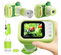 2 in 1 Microscope for Kids & Video Camera, 1000X Digital Microscope with 2.4" Screen, 1080P Portable Handheld Kids Camera Toys, STEM Educational Science Kit Toys for 3-12 Age Years Old Boys Girls