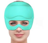 2 in 1 Migraine Relief Cap with Gel Eye Mask, Headache Relief Cap Ice Head Wrap Hot and Cold Therapy Hat Gift for Women for Headache Puffy Eyes Sinus and Tension Stress Relief (Mint Green)