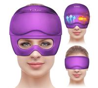 2 in 1 Migraine Relief Cap with Gel Eye Mask, Headache Relief Cap Ice Head Wrap Hot and Cold Therapy Hat, Migraine Cap Gel Cap for Headache Puffy Eyes Sinus and Tension Stress Relief (Purple)